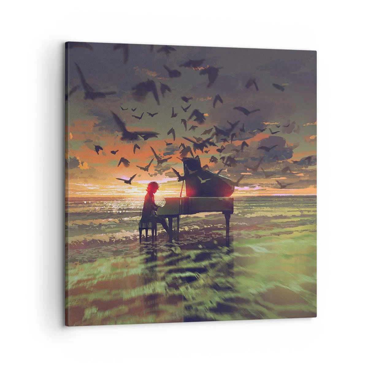 Impression sur toile - Image sur toile - Concert pour piano et vagues - 50x50 cm
