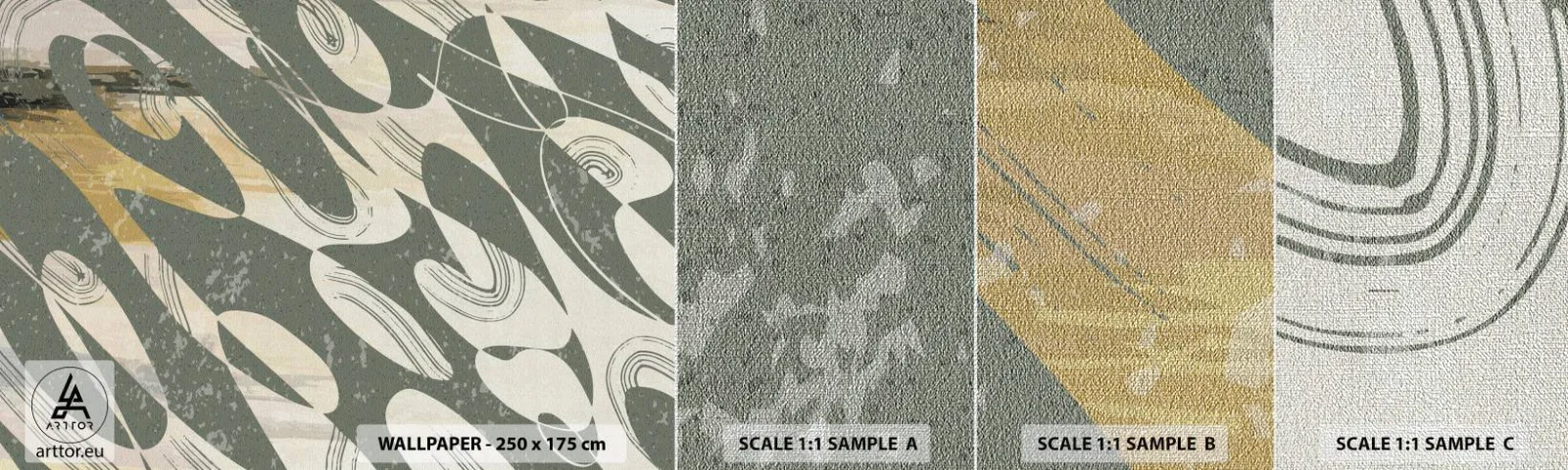 Échantillon de Papier Peint Premium Canvas - Abstraction rythmique - Abstraction, Moderne, Vieilli - 100x30 cm