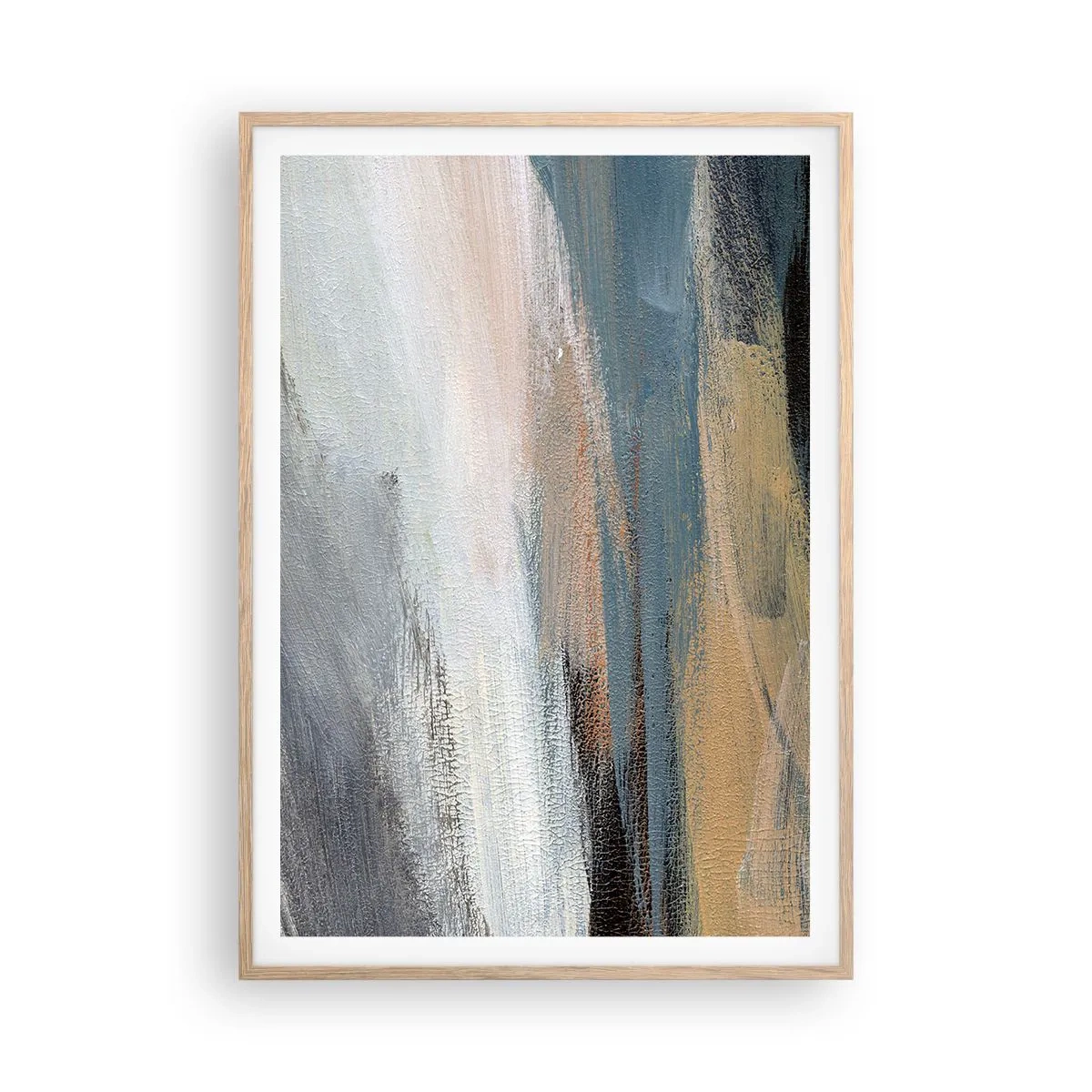 Affiche dans un chêne clair - Poster - Abstraction : paysage nordique - 70x100 cm