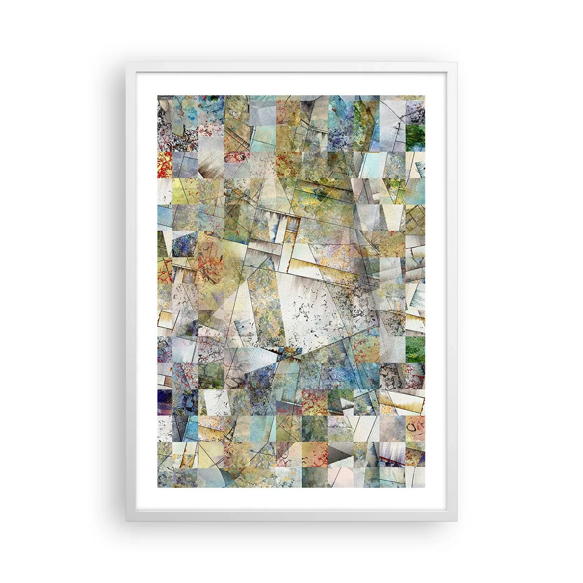 Affiche dans un cadre blanc - Poster - Remaniement géométrique - 50x70 cm