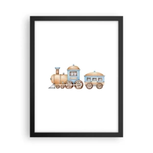 Affiche dans un cadre noir - Poster - Il est à la gare... - 30x40 cm