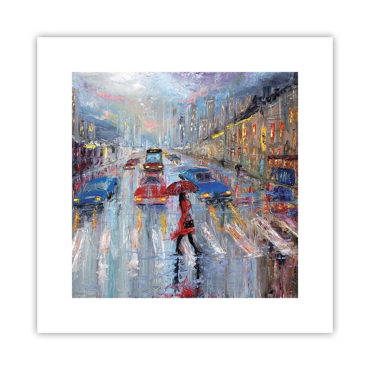 Affiche - Poster - Après-midi pluvieux en ville - 30x30 cm