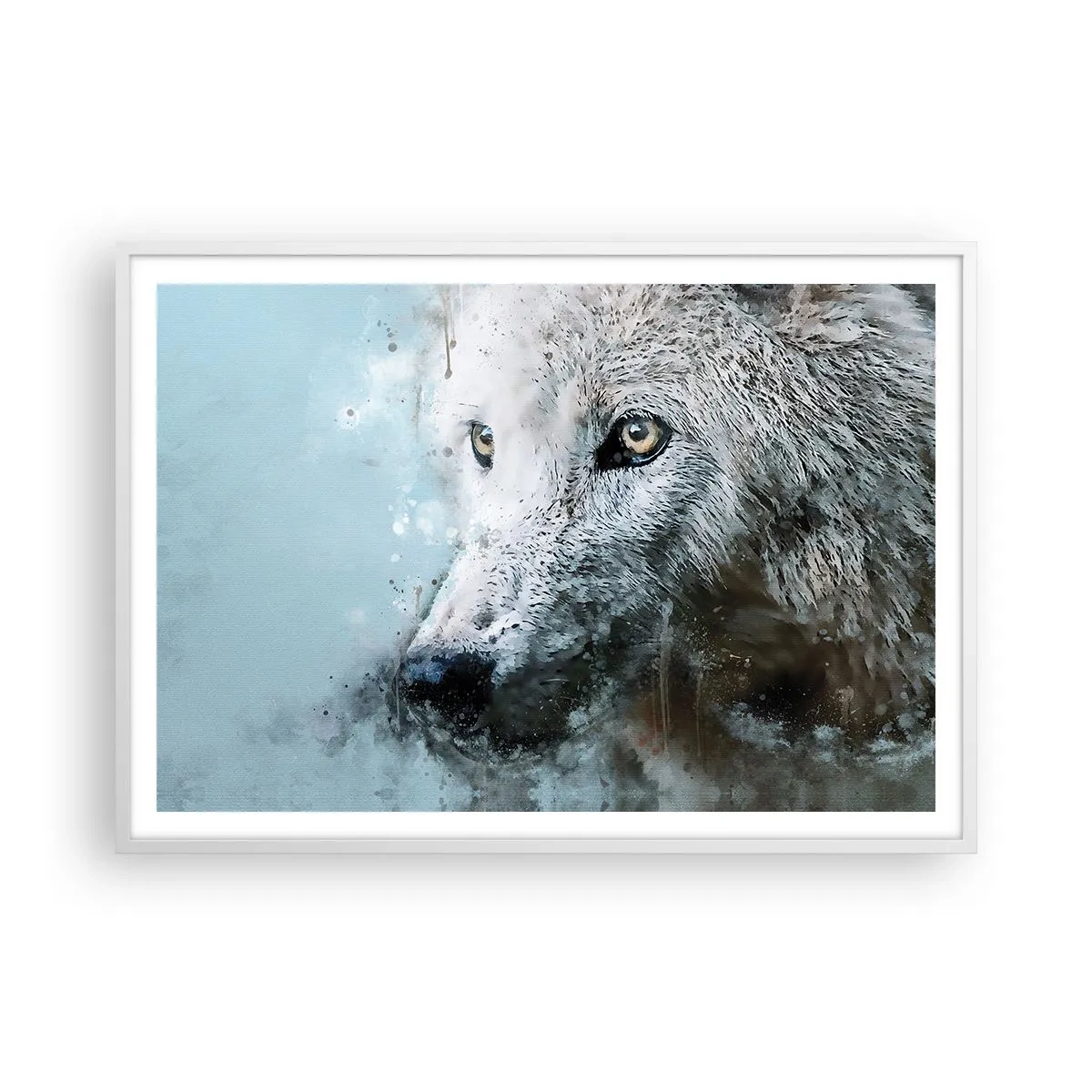 Affiche dans un cadre blanc - Poster - Rencontrez l'âme du loup - 100x70 cm