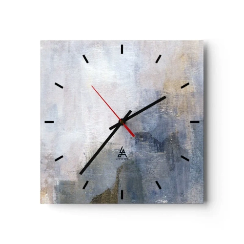 Horloge murale - Pendule murale - Taches abstraites subtiles dans des tons de bleu et de beige - 30x30cm - Tonalités et accords de couleur - Décoration murale moderne pour le salon et la chambre ARTTOR