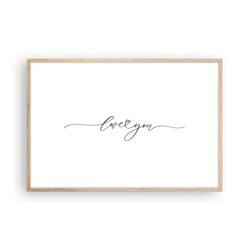 Affiche dans un chêne clair - Poster - Noir sur blanc - 91x61 cm