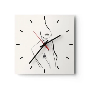 Horloge murale - Pendule murale - Un croquis minimaliste de la silhouette d'une femme sur un fond clair. - 30x30cm - Vague de mélancolie - Décoration murale moderne pour le salon et la chambre ARTTOR