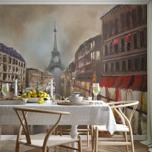 Papier Peint Photo Premium Sand - Paris un jour de pluie - 100x70cm - Elle seule compte - Décoration murale moderne pour le salon et la chambre ARTTOR