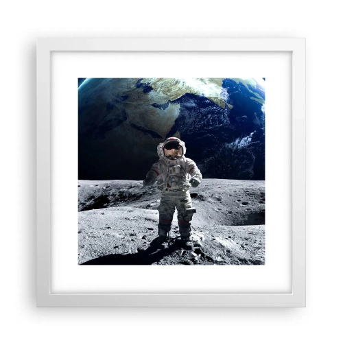 Affiche dans un cadre blanc - Poster - Salutations de la lune - 30x30 cm
