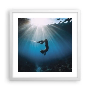 Affiche dans un cadre blanc - Poster - Dans sous-marine - 40x40 cm