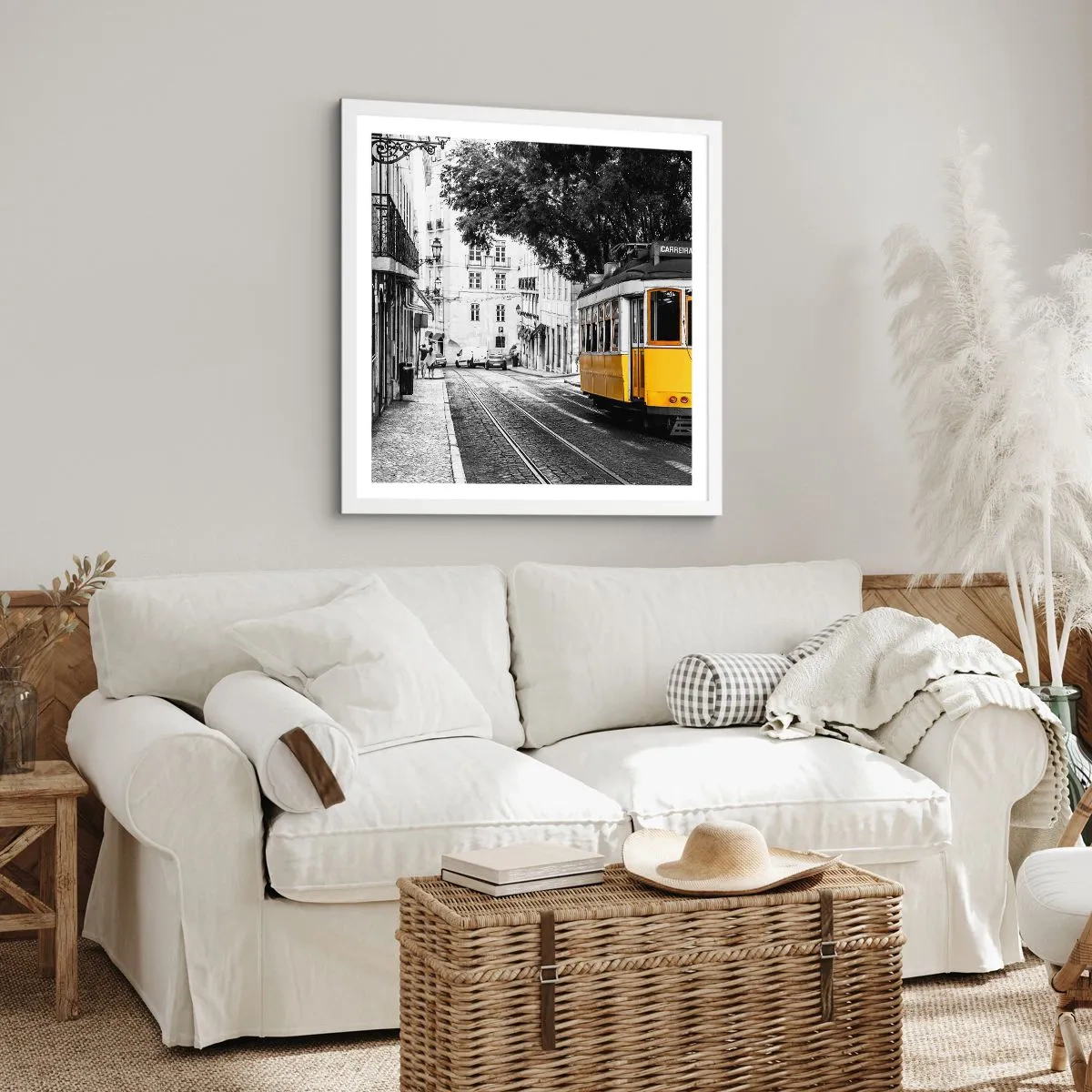 Affiche dans un cadre blanc - Poster - Et du fado en arrière-plan - 40x40 cm