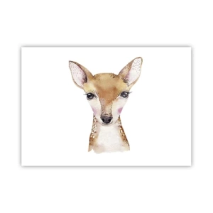 Affiche - Poster - Portrait à l'aquarelle d'un jeune chevreuil sur fond blanc - 100x70cm - L'innocence de la nature - Décoration murale moderne pour le salon et la chambre ARTTOR