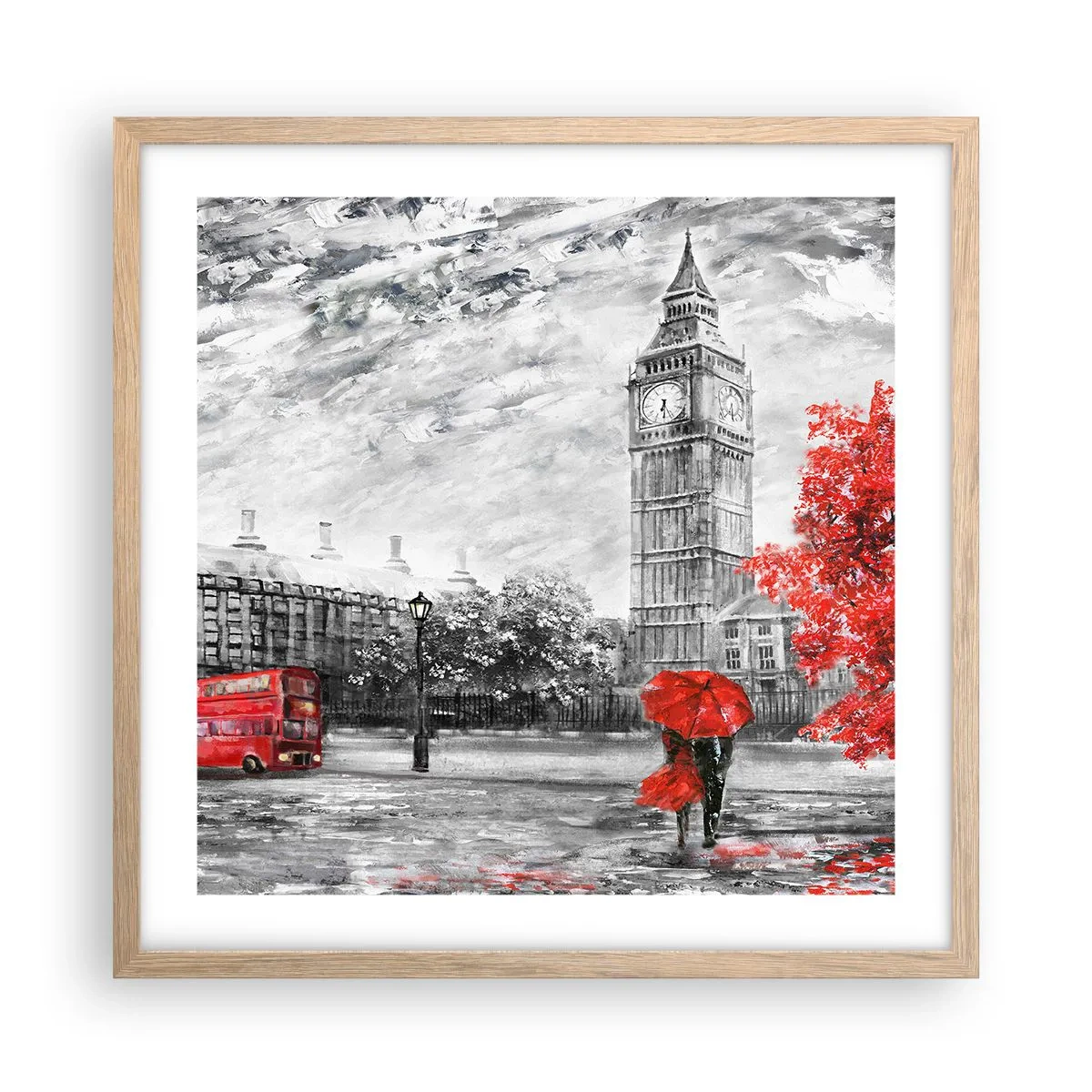 Affiche dans un chêne clair - Poster - Une journée passionnante - 50x50 cm