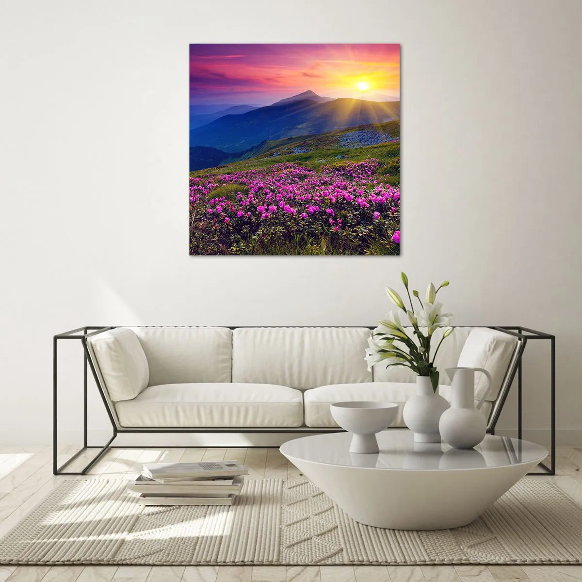 Impression sur verre - Image sur verre - … Et autour, ça sent le pin des montagnes et l'odeur de la prairie - 70x70 cm