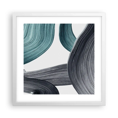Affiche dans un cadre blanc - Poster - Sentiers émeraude et noirs - 40x40 cm