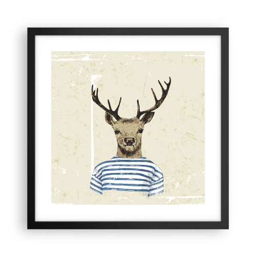 Affiche dans un cadre noir - Poster - Parce que j'aime les chemises rayées - 40x40 cm