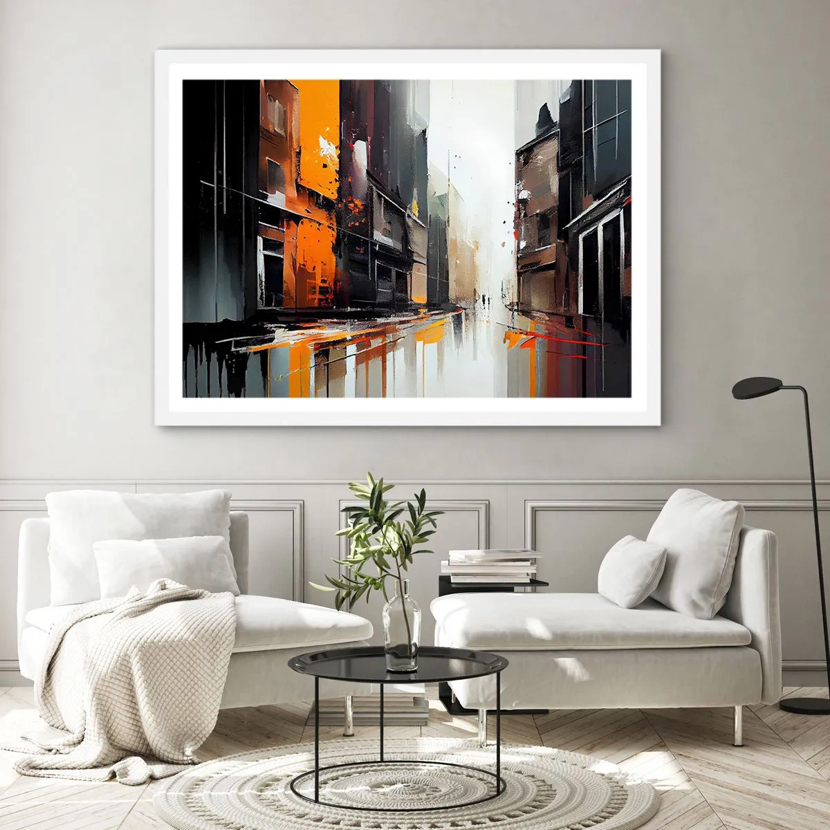 Affiche dans un cadre blanc - Poster - Jour de pluie - 91x61 cm