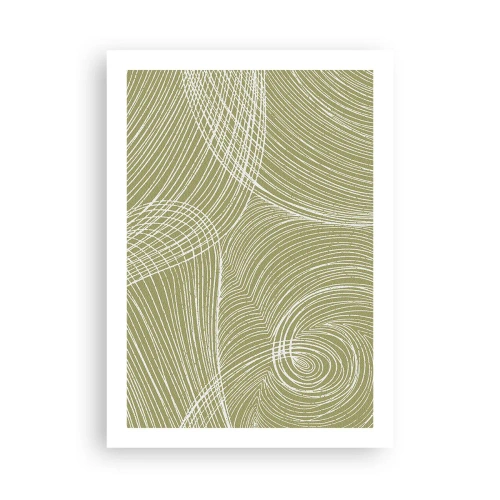 Affiche - Poster - Une composition abstraite dans des tons de vert avec des lignes dynamiques. - 50x70cm - Abstraction complexe de blanc - Décoration murale moderne pour le salon et la chambre ARTTOR