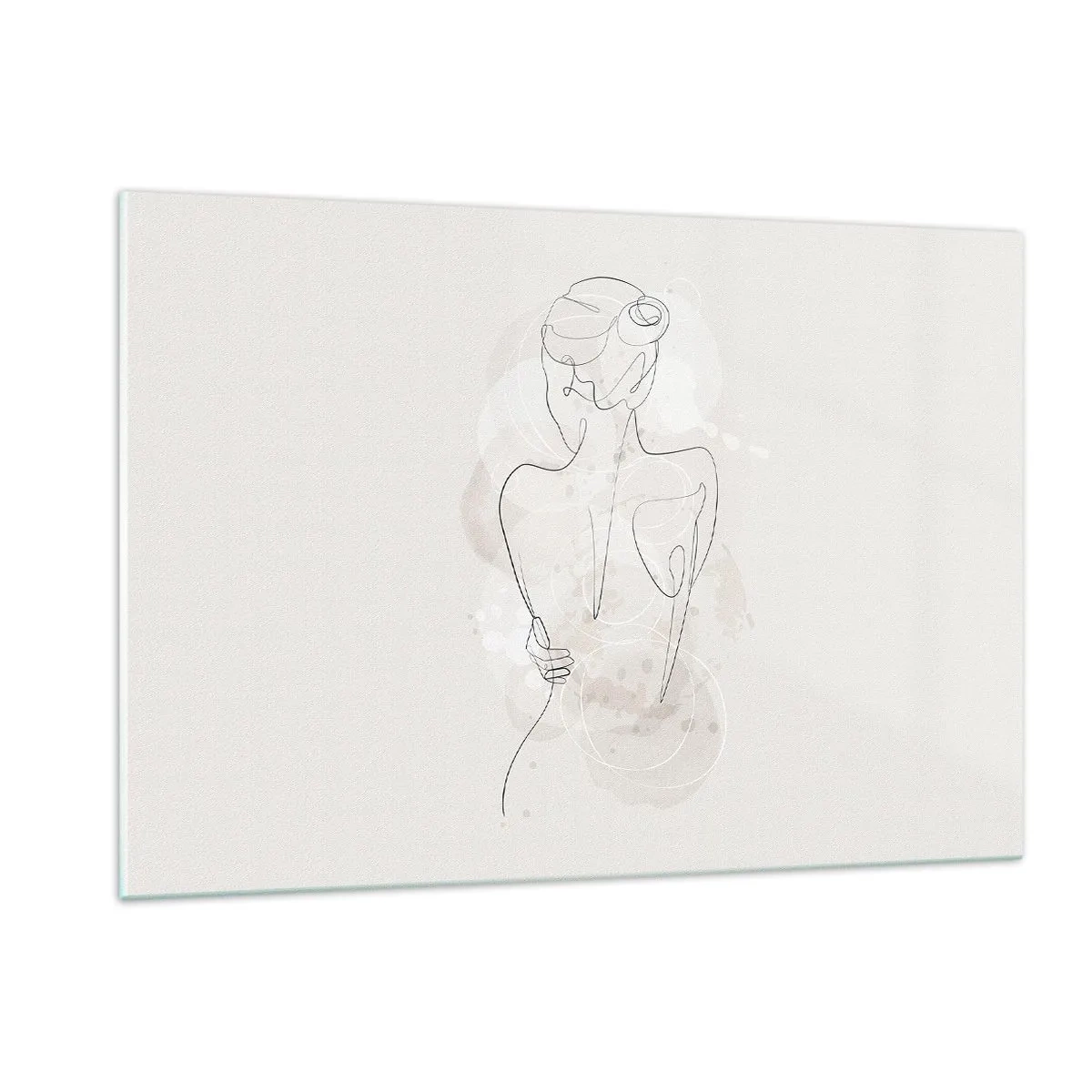 Impression sur verre - Image sur verre - Un croquis délicat d'une femme sur un fond clair - 120x80cm - Comme un instrument sensible - Décoration murale moderne pour le salon et la chambre ARTTOR