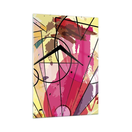 Impression sur verre - Image sur verre - Abstraction colorée avec des motifs et des lignes géométriques - 50x70cm - Explosion - Décoration murale moderne pour le salon et la chambre ARTTOR