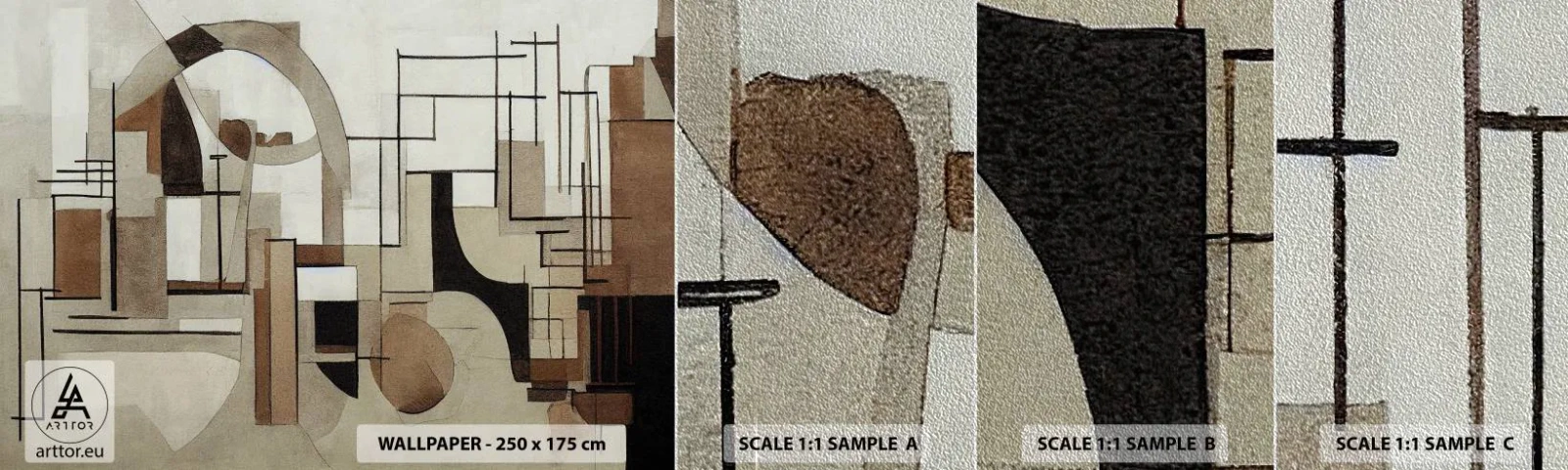 Échantillon de Papier Peint Premium Sand - Paysage urbain 2.0 - Abstraction, Morceau, Formes - 100x30 cm