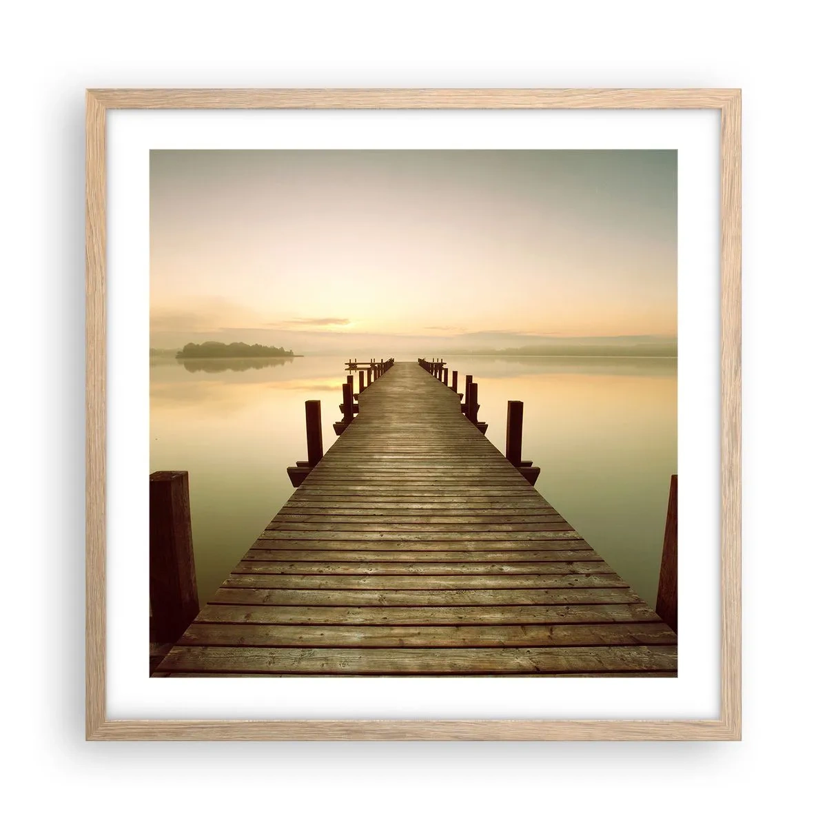 Affiche dans un chêne clair - Poster - L'aube, les premières lueurs, le jour - 50x50 cm