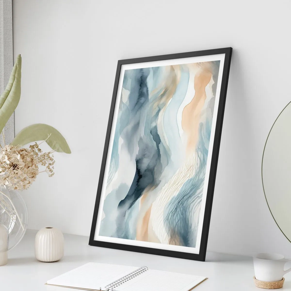 Affiche dans un cadre noir - Poster - Abstraction enneigée et brumeuse - 30x40 cm