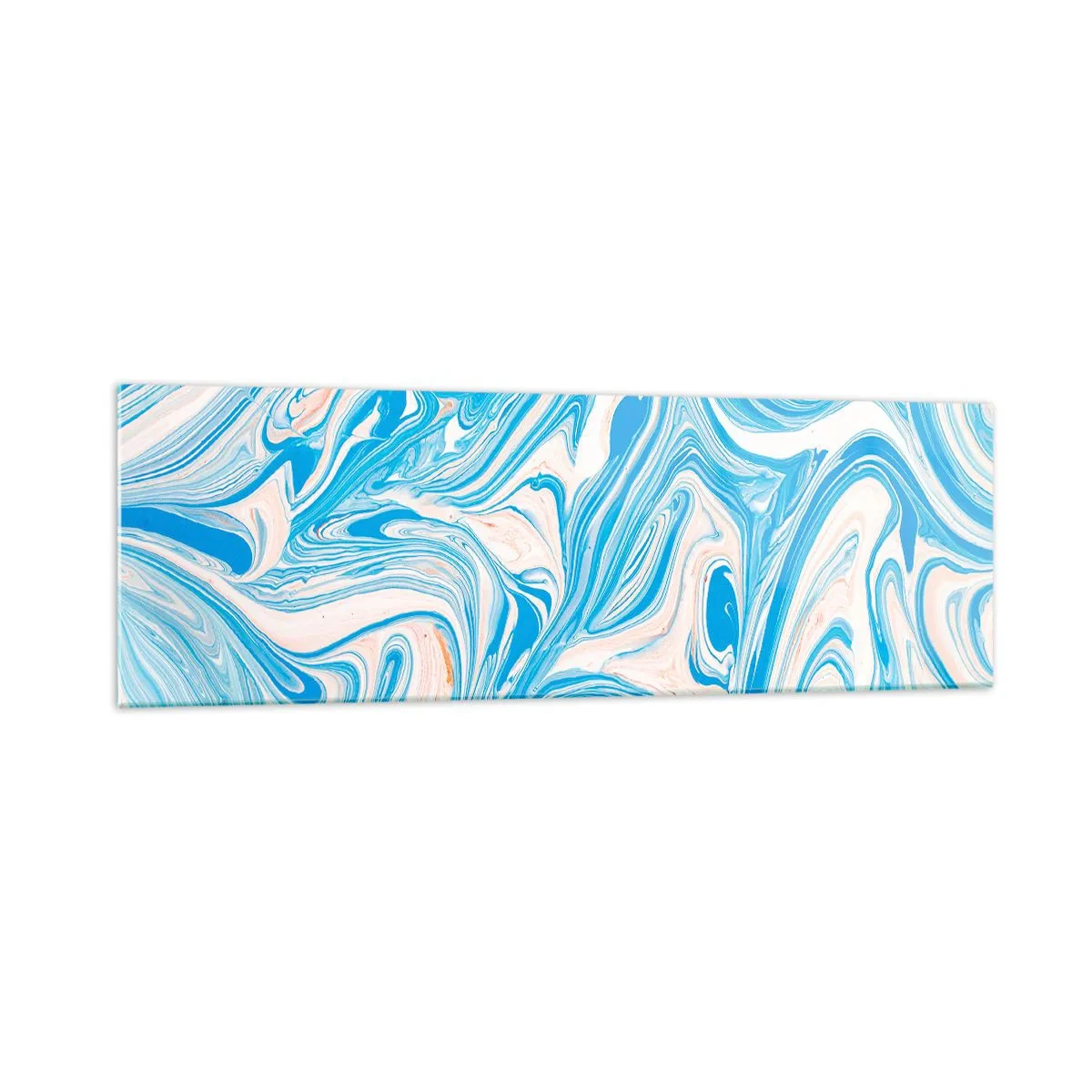 Impression sur verre - Image sur verre - Tourbillons abstraits de style marbre bleu et blanc - 160x50cm - Bassin turquoise - Décoration murale moderne pour le salon et la chambre ARTTOR
