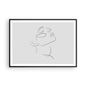 Affiche dans un cadre noir - Poster - Un croquis minimaliste du visage d'une femme de profil. - 100x70cm - Méandre du rêve - Décoration murale moderne pour le salon et la chambre ARTTOR