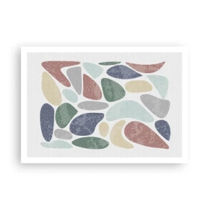Affiche - Poster - Formes organiques colorées sur fond blanc - 100x70cm - Une mosaïque de couleurs poudrées - Décoration murale moderne pour le salon et la chambre ARTTOR