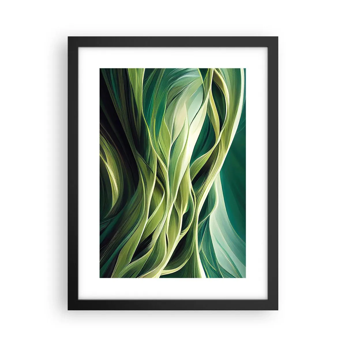 Affiche dans un cadre noir - Poster - Jeu de vert abstrait - 30x40 cm
