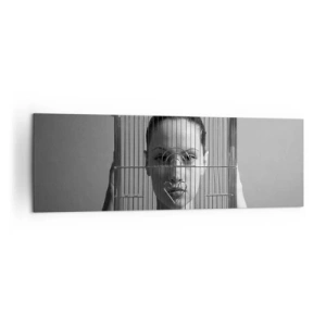 Impression sur toile - Image sur toile - Femme derrière une cage dans un style surréaliste - 160x50cm - Portrait un peu surréaliste - Décoration murale moderne pour le salon et la chambre ARTTOR