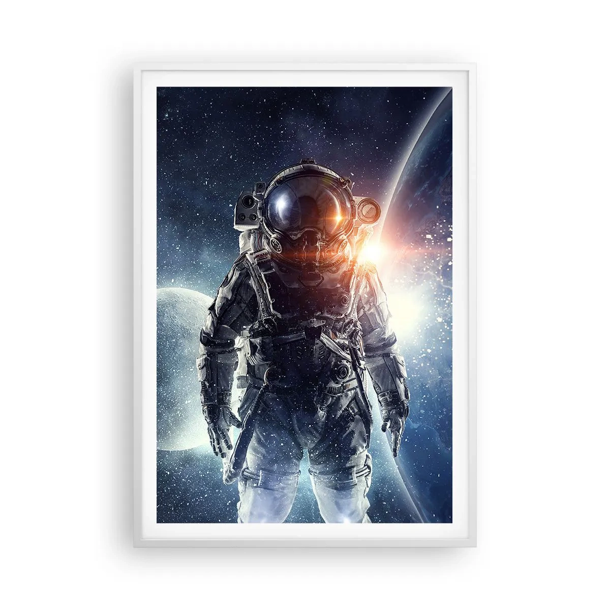 Affiche dans un cadre blanc - Poster - Aventure spatiale - 70x100 cm