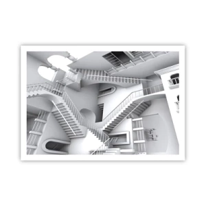 Affiche - Poster - Une composition abstraite d'escaliers dans un agencement spatial surréaliste - 100x70cm - Paradoxes spatiaux - Décoration murale moderne pour le salon et la chambre ARTTOR