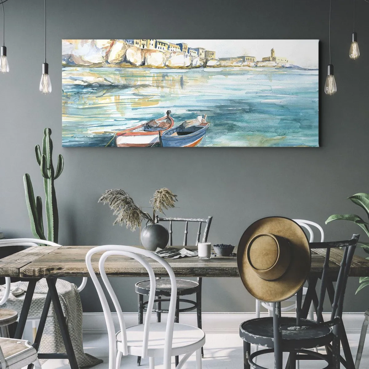 Impression sur toile - Image sur toile - Paysage dans l'azur - 100x40 cm