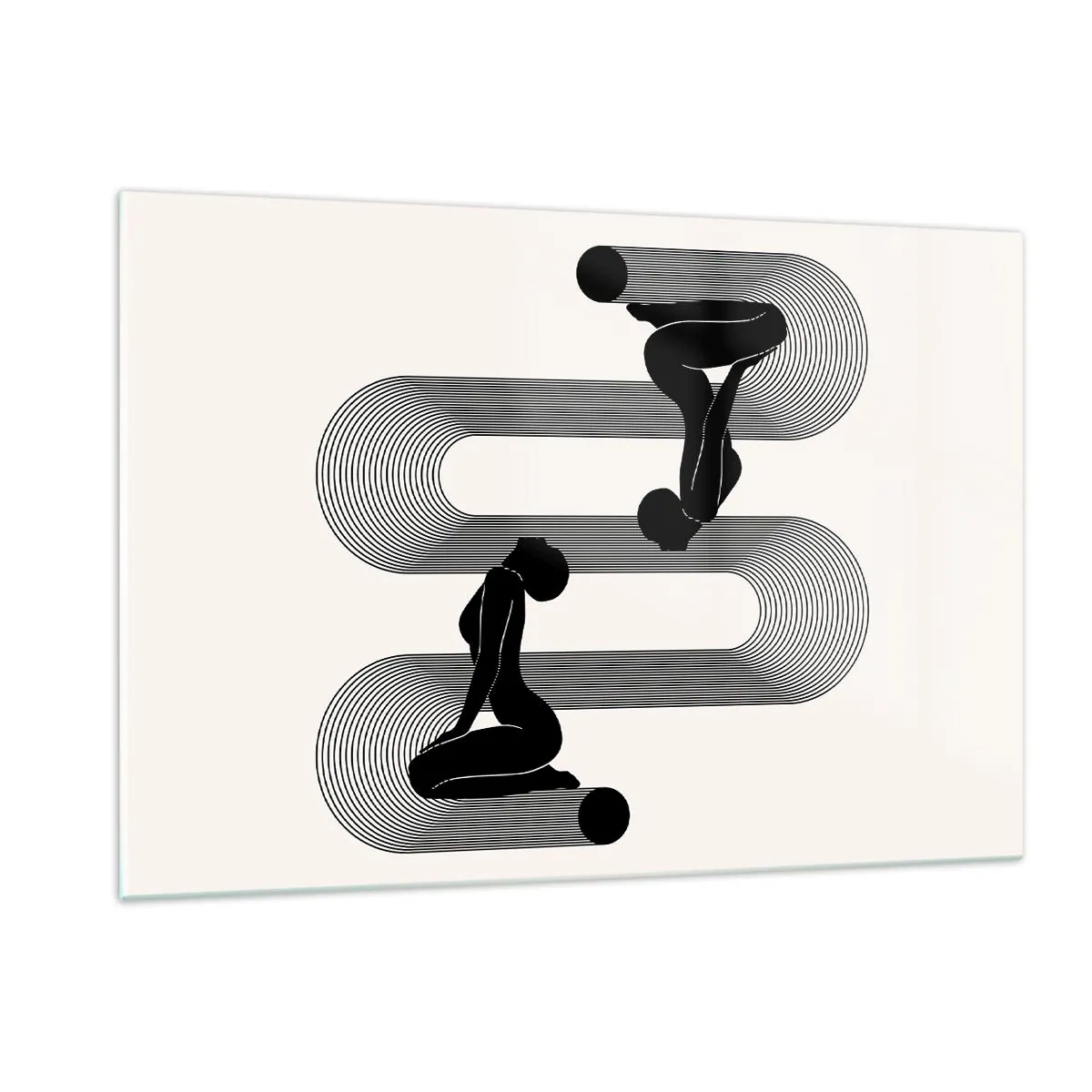 Impression sur verre - Image sur verre - Silhouettes féminines minimalistes avec un motif de ligne graphique - 120x80cm - Symétrie sensuelle - Décoration murale moderne pour le salon et la chambre ARTTOR