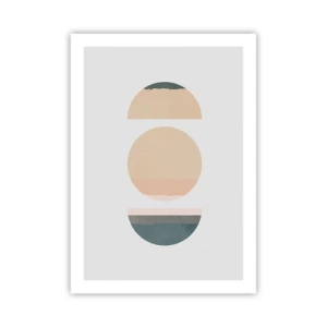 Affiche - Poster - Cercles géométriques aux couleurs pastel atténuées - 50x70cm - Cercles après cercles - Décoration murale moderne pour le salon et la chambre ARTTOR
