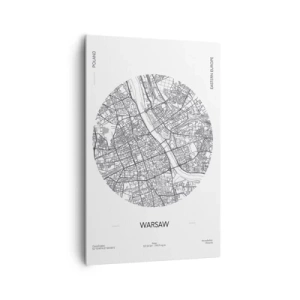 Impression sur toile - Image sur toile - Une carte de Varsovie dans un style minimaliste - 80x120cm - Anatomie de Varsovie - Décoration murale moderne pour le salon et la chambre ARTTOR