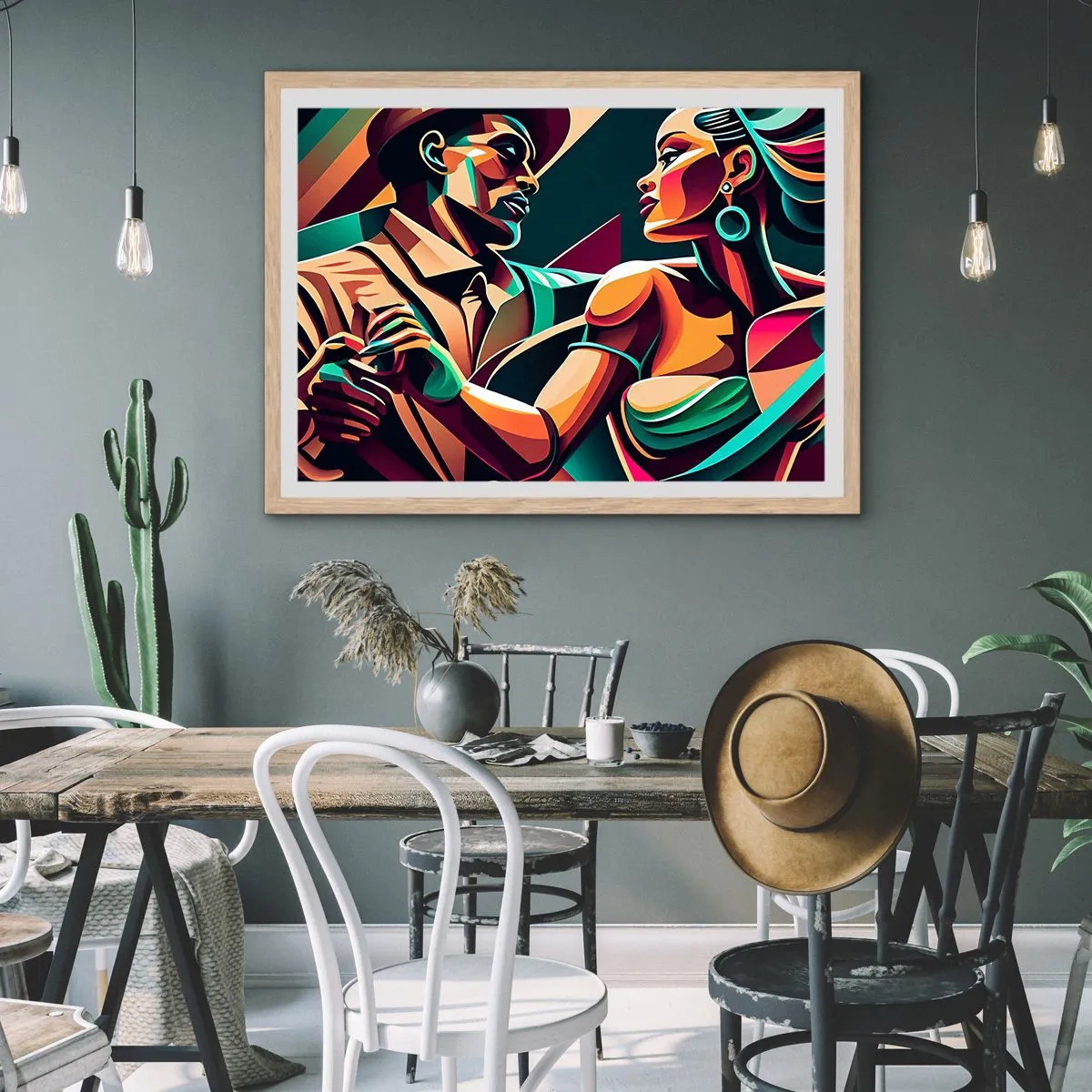 Affiche dans un chêne clair - Poster - Au rythme du coeur - 91x61 cm