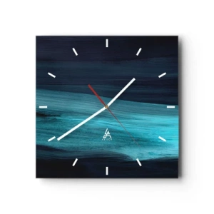 Horloge murale - Pendule murale - De subtiles vagues abstraites dans des tons bleus foncés - 30x30cm - Suivez le courant - Décoration murale moderne pour le salon et la chambre ARTTOR