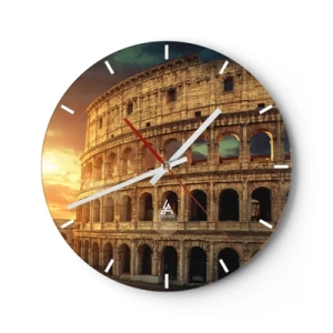 Horloge murale - Pendule murale - Le Colisée de Rome au coucher du soleil - 30x30cm - Une impression colossale - Décoration murale moderne pour le salon, la cuisine et la chambre ARTTOR