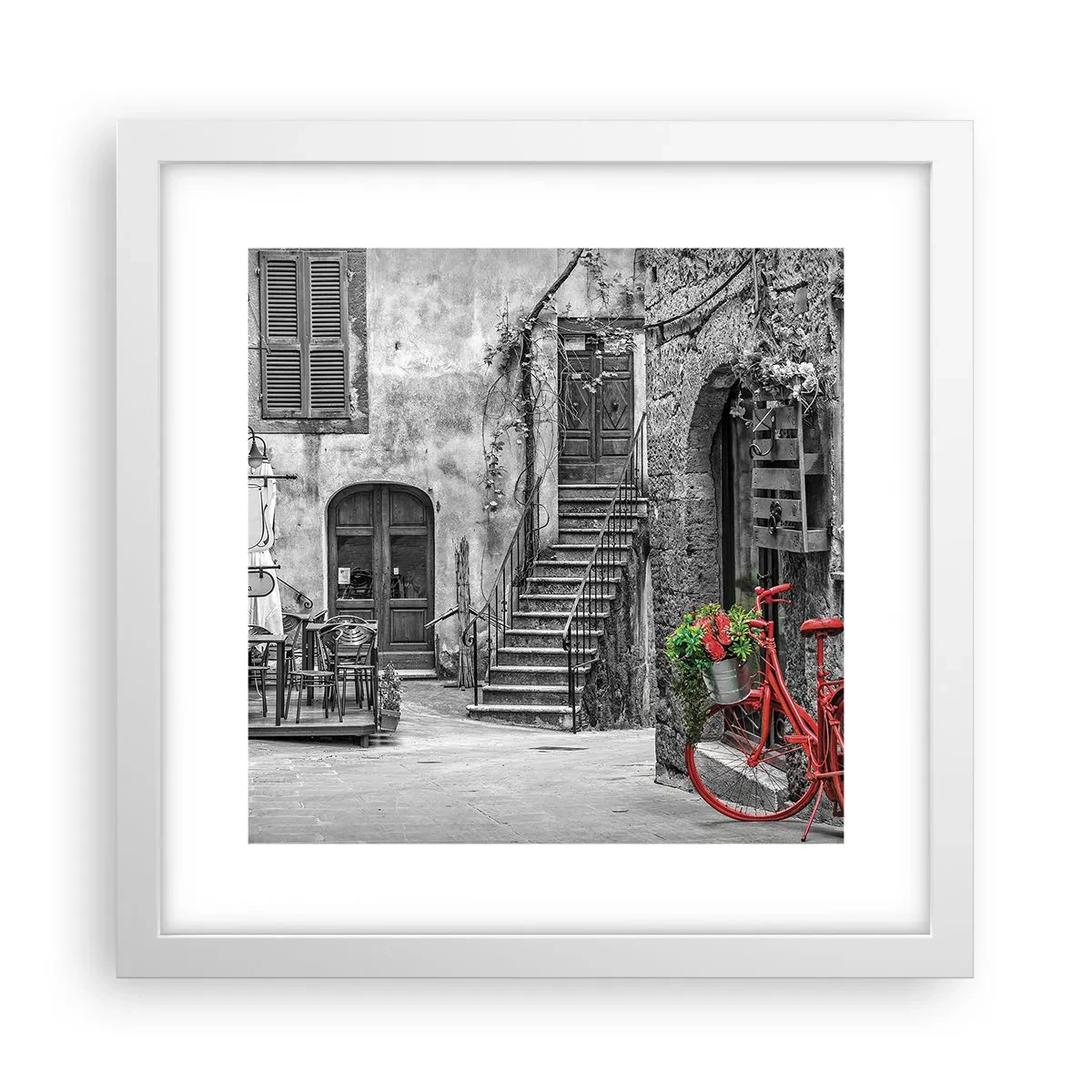 Affiche dans un cadre blanc - Poster - Ruelle toscane - 30x30 cm