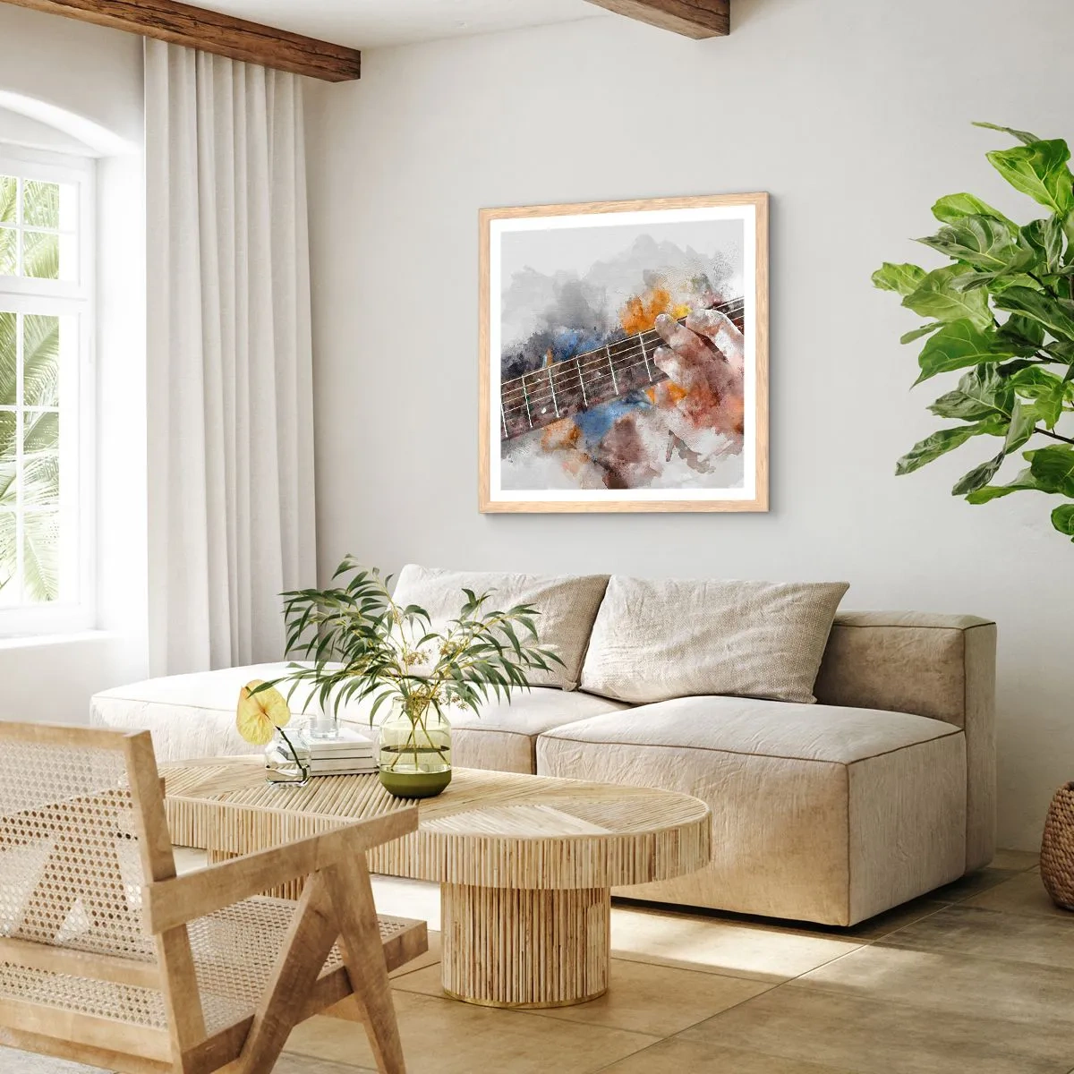 Affiche dans un chêne clair - Poster - La poésie entre les cordes - 60x60 cm