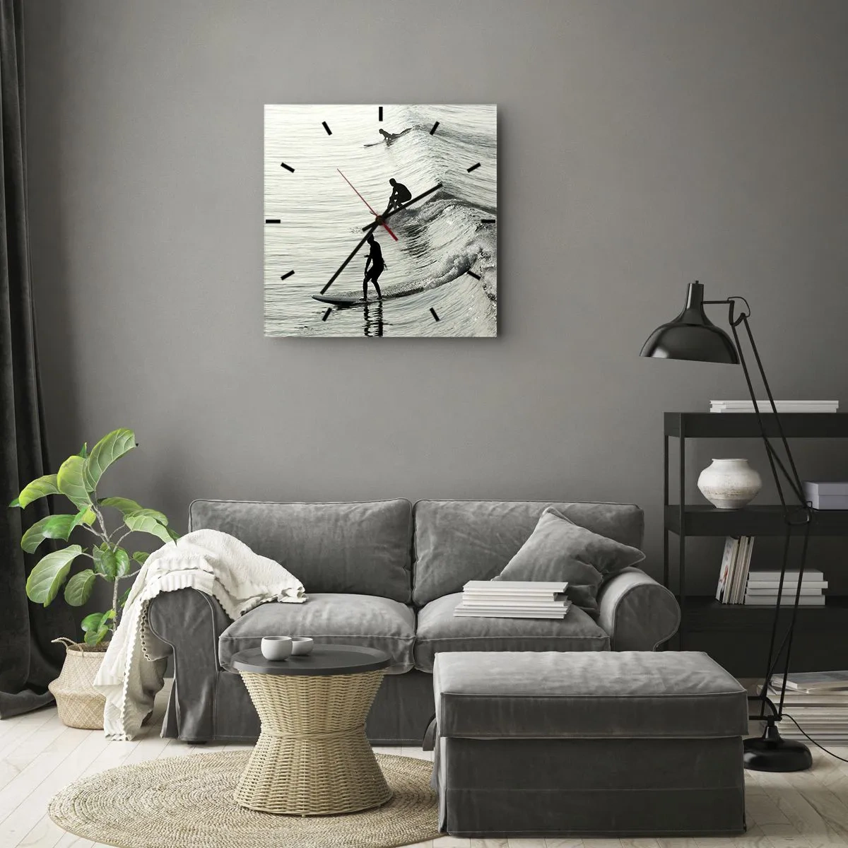 Horloge murale - Pendule murale - A la rencontre de la vague - 30x30 cm