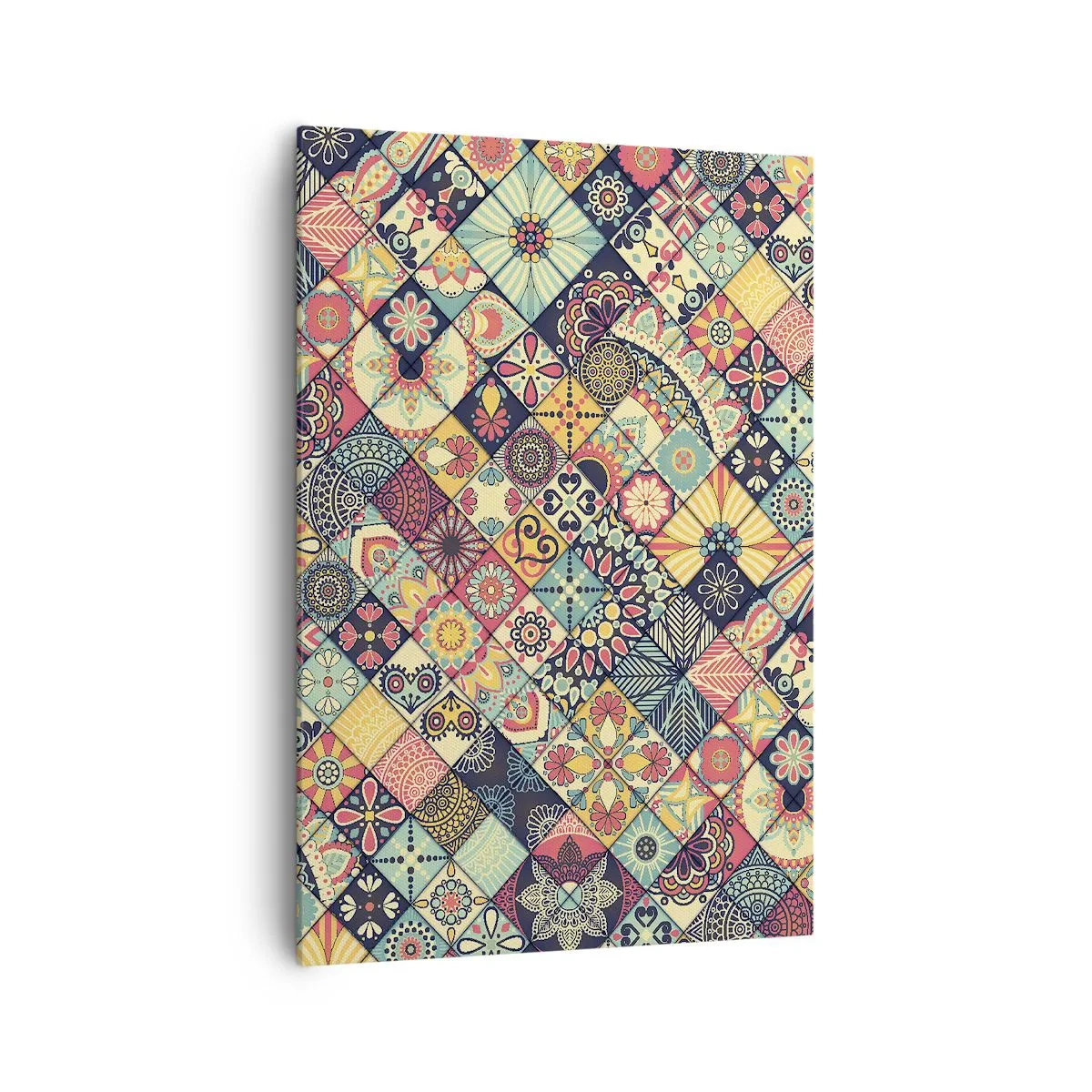 Impression sur toile - Image sur toile - Motifs géométriques colorés inspirés du style marocain - 70x100cm - Ambiance marocaine - Décoration murale moderne pour le salon et la chambre ARTTOR