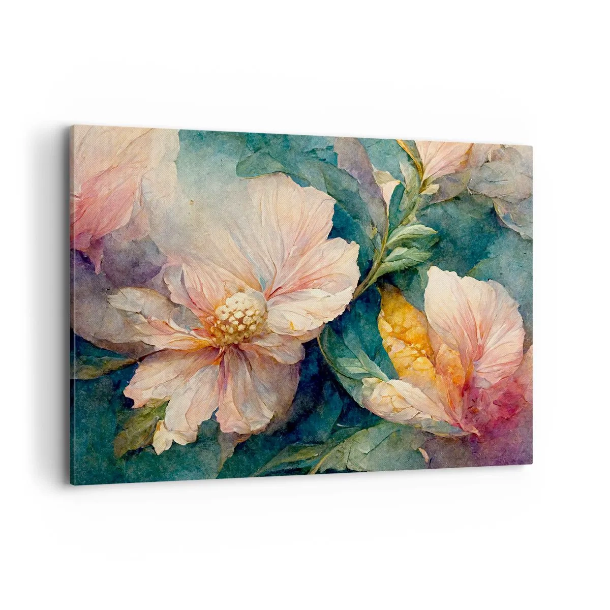 Impression sur toile - Image sur toile - Fleurs délicates aux couleurs pastel - 100x70cm - Uniquement de la subtilité - Décoration murale moderne pour le salon et la chambre ARTTOR