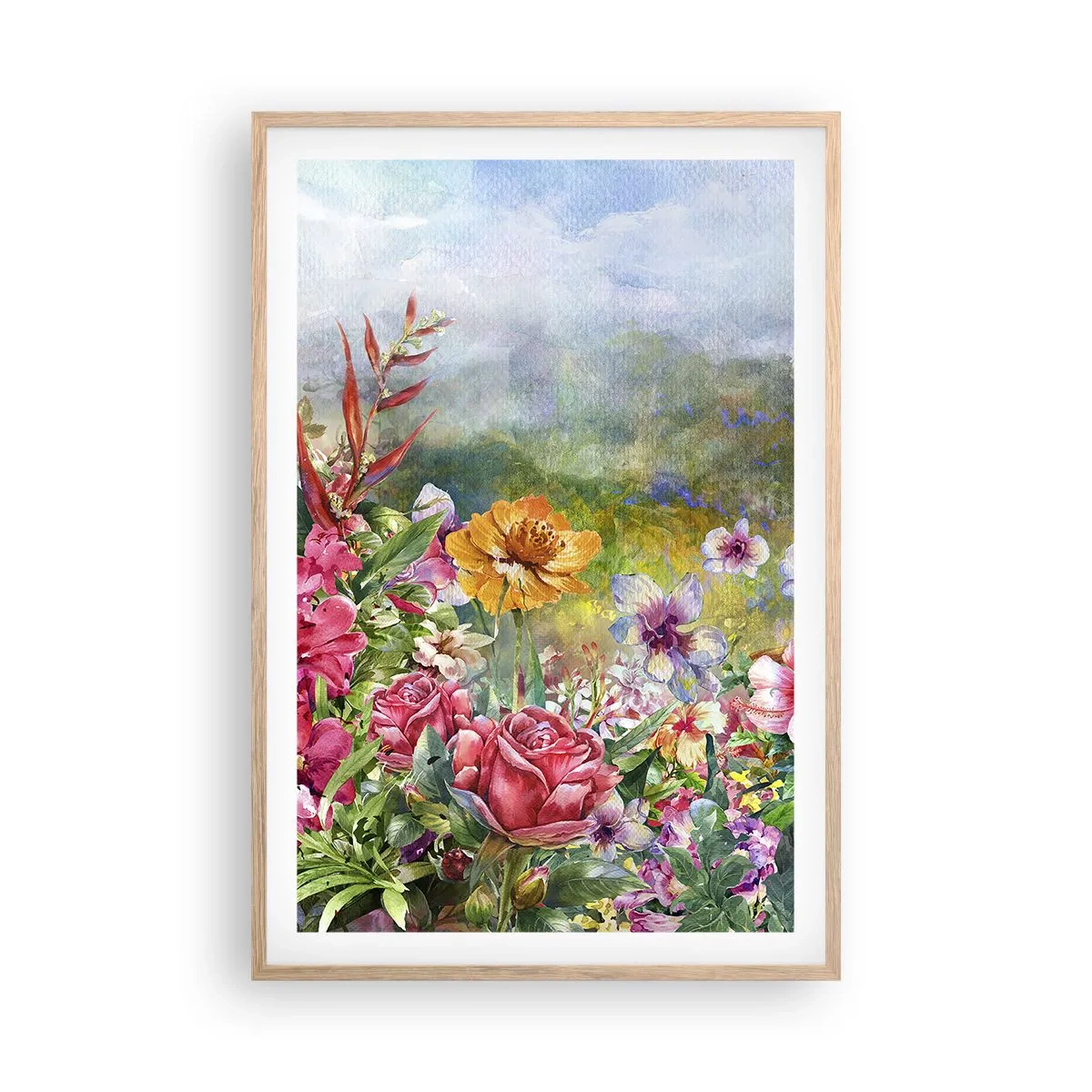 Affiche dans un chêne clair - Poster - Un jardin devenu fou - 61x91 cm
