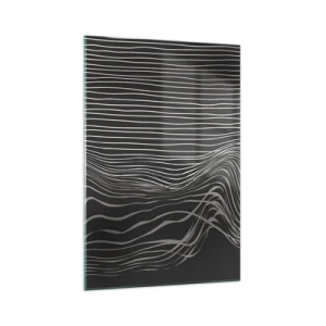 Impression sur verre - Image sur verre - Lignes blanches sur fond gris foncé dans un arrangement abstrait - 70x100cm - Rythme et accent - Décoration murale moderne pour le salon et la chambre ARTTOR