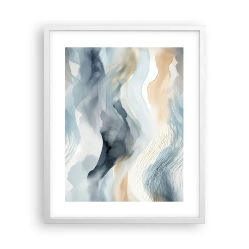 Affiche dans un cadre blanc - Poster - Abstraction enneigée et brumeuse - 40x50 cm