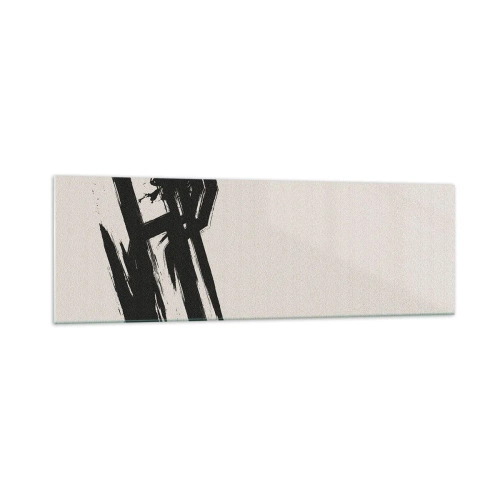 Impression sur verre - Image sur verre - Coups de pinceau dynamiques en noir sur fond clair - 160x50cm - Ruée imparable - Décoration murale moderne pour le salon et la chambre ARTTOR