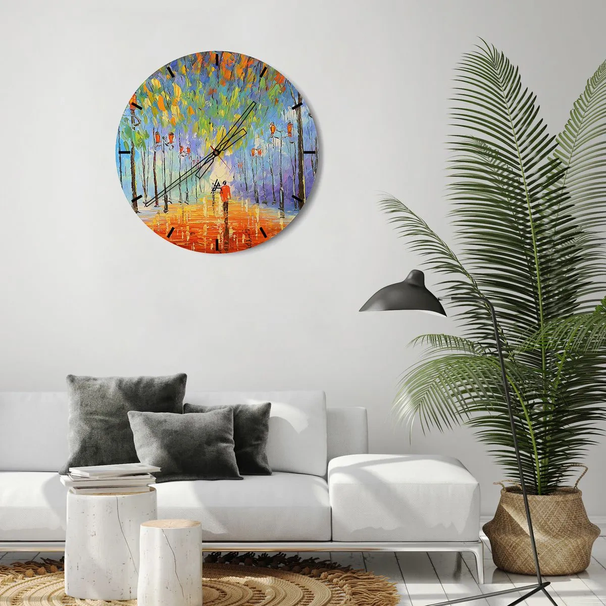Horloge murale - Pendule murale - Chant nocturne de la pluie - 30x30 cm